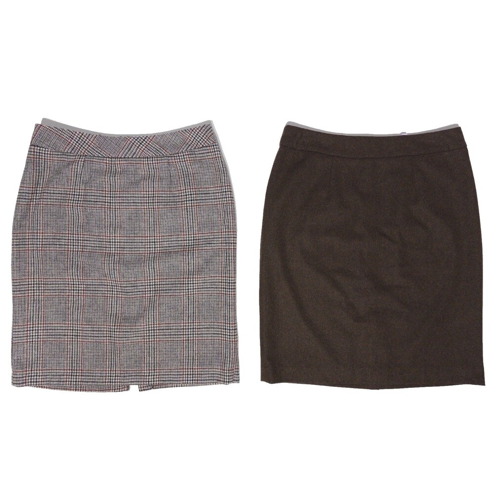 Lot of 2 Chadwicks of Boston Brown Wool Blend Mini Skirts Women Size 10 (A4)